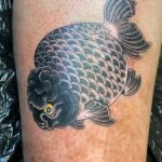 Black Ranchu Goldfish Tattoo, in a Japanese style by Tattoo Artist, Harriet Street at Cult Classic Tattoo, Romford, Essex, London