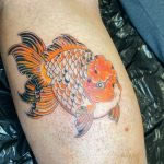 Red, Orange and Black Oranda Japanese Goldfish Tattoo by Tattoo Artist, Harriet Street at Cult Classic Tattoo, Romford, Essex, London