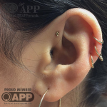 Curated ear Luxury piercing by Joe Espin, APP affiliated piercer at Cult Classic Tattoo in Romford, Essex just outside of London